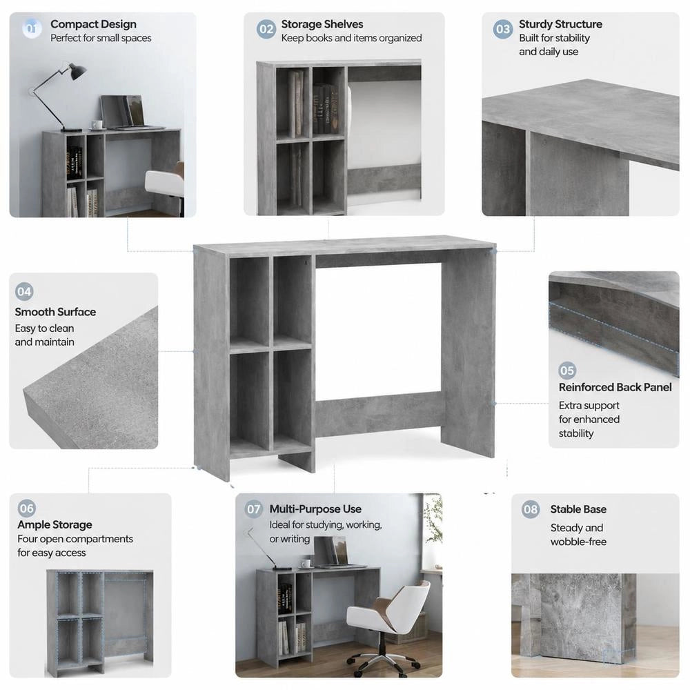 Computer Desk, Concrete Grey, 102.5x35x75 Cm, Wood-based Material