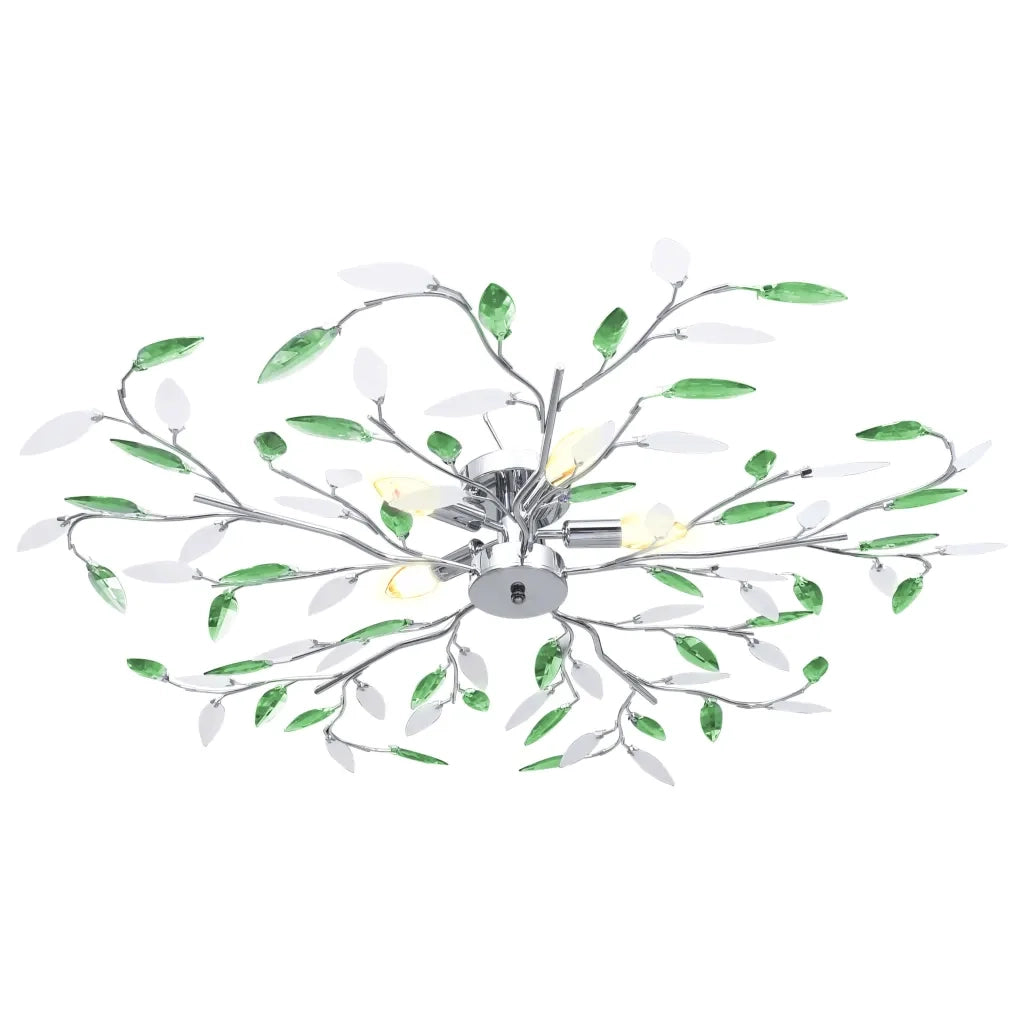 Lampadario Foglie e Bracci in Cristallo Acrilico 5 E14 Verde CFW8100930