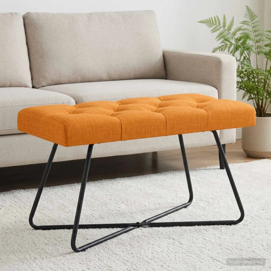 Panchina con bottoni imbottiti Giallo Scuro 80 x 40 x 46 cm 42038366
