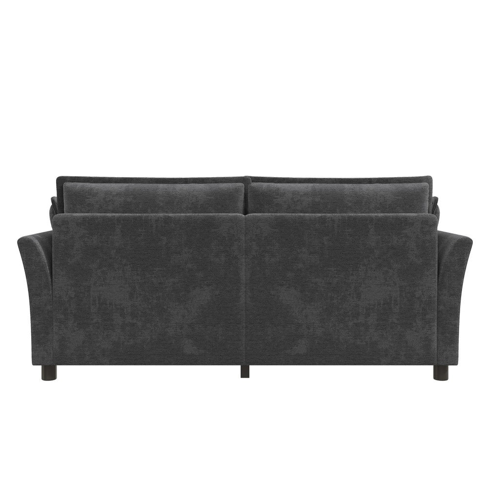 Divano 2 posti in tessuto chenille grigio con braccioli e cuscini ¨C Minimal ¨C modello moderno imbottito per spazi piccoli