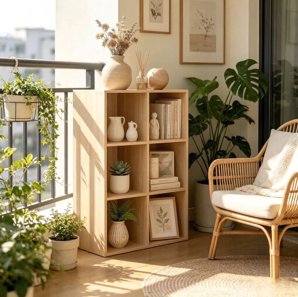 Libreria a cubi 6 vani rovere 59,6 x 89 x 29 cm