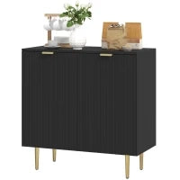 Credenza da cucina con 2 ante, ripiano regolabile e piedi metallici rialzati 80 x 40 x 80 cm Nero