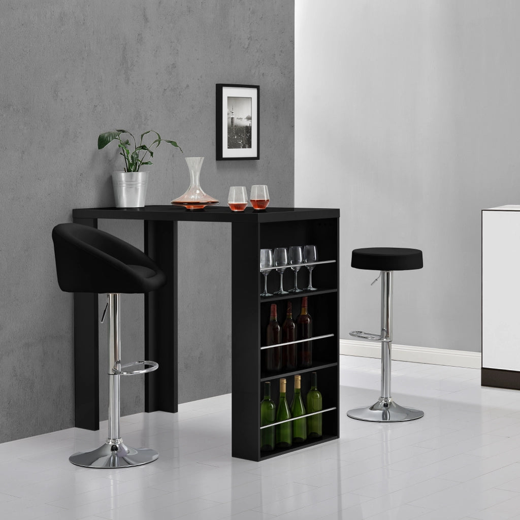 Tavolo da Bar Bonn Bancone con 3 Scomparti Aperti 117 x 57 x 107 cm - Nero [en.casa]