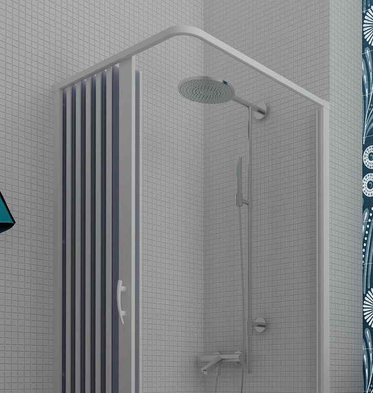 Box doccia apertura laterale a pacchetto pvc bianco h.185cm MITE 100-80x100-80cm