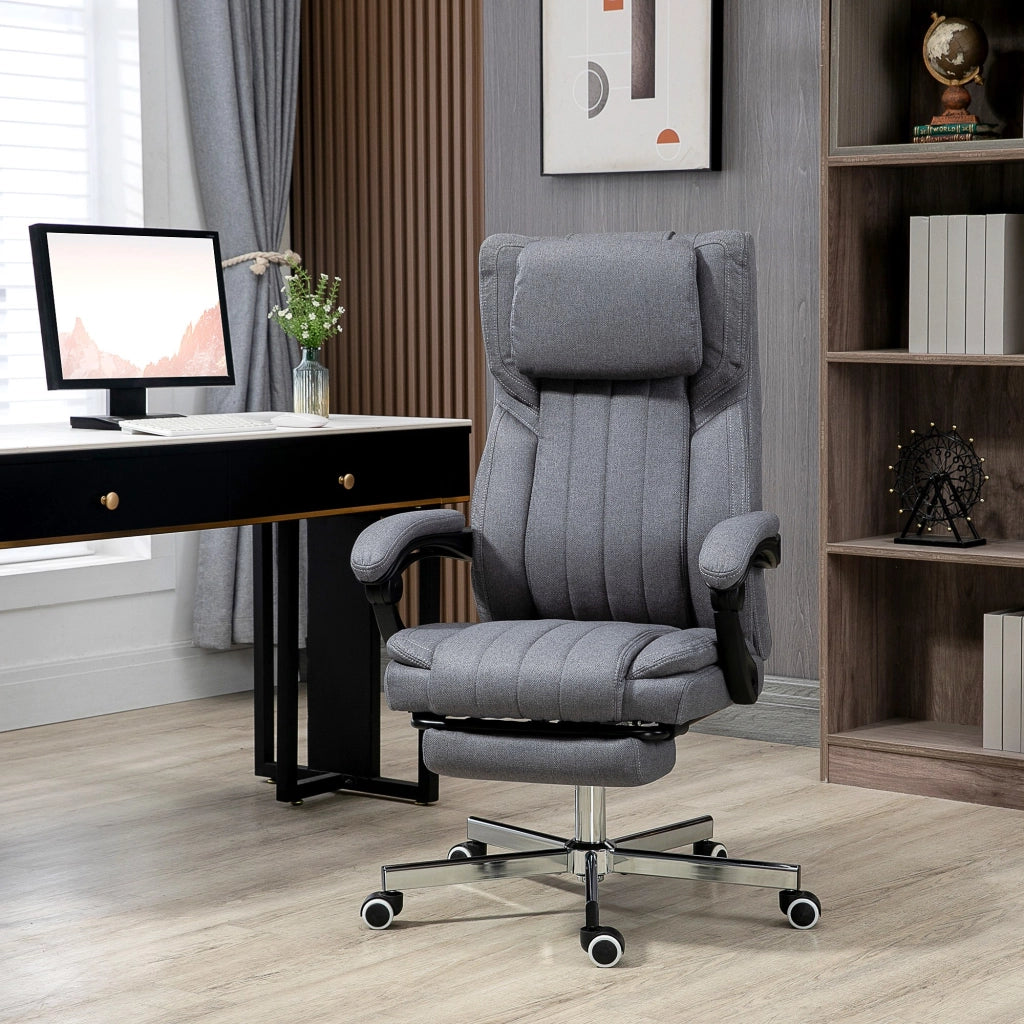 Sedia da Ufficio Reclinabile e Girevole con Massaggio ¨C Zephmum ¨C Grigio 65x61x108-118 cm