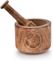 Mortello in legno e timballone - Schiacciatore d'aglio - Gadget da cucina