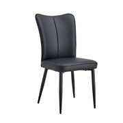 Set tavolo e sedie con 1 tavolo rotondo e 2 sedie; base centrale stabile; in MDF; metallo e PU nero e noce