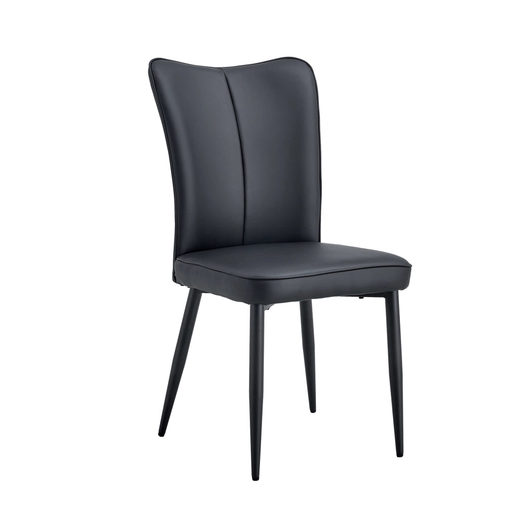 Set tavolo e sedie con 1 tavolo rotondo e 2 sedie; base centrale stabile; in MDF; metallo e PU nero e noce