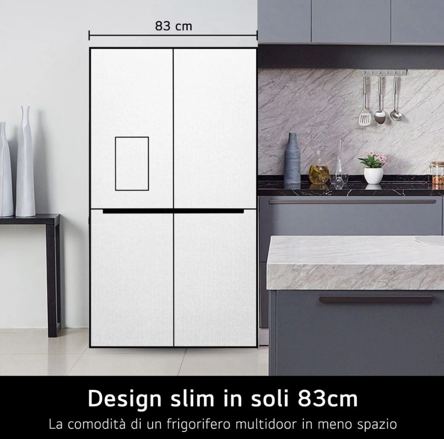 LG GML860PYFE Frigorifero Multidoor Slim, Classe E, 506L, Wi-Fi, Linear Cooling, Smart Diagnosis, Total No Frost,Argento