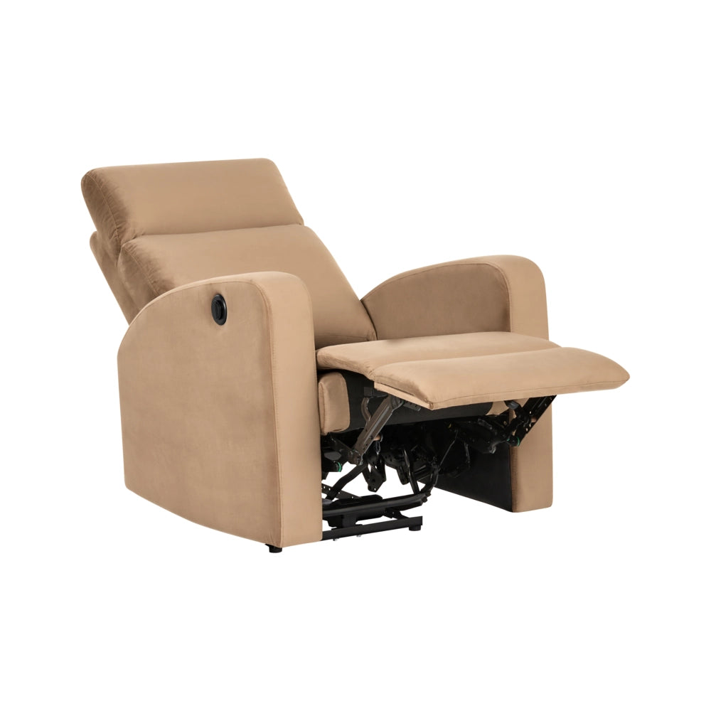Poltrona reclinabile elettricamente in velluto marrone chiaro design moderno glamour soggiorno