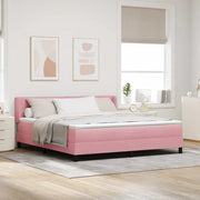 Letto a molle con testiera Rosa 200 x 180 cm Velluto 3341485