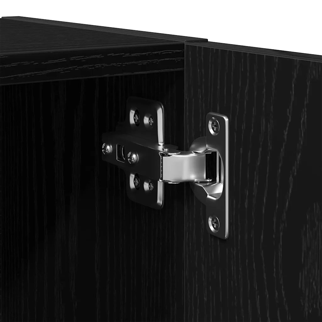 Mobile da Bagno Rovere Nero 32x25,5x190 cm in Legno Multistrato