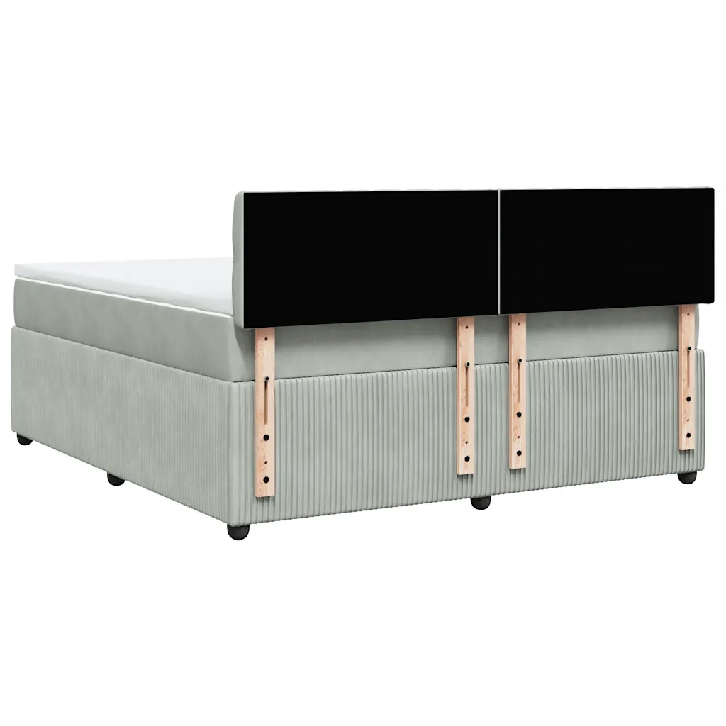 Giroletto a Molle con Materasso Grigio Chiaro 180x200cm Velluto