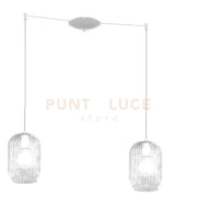 SOSPENSIONE BIANCO 2 LUCI SPOSTABILE VETRI TRASPARENTE 1181BI-S2 S-TR