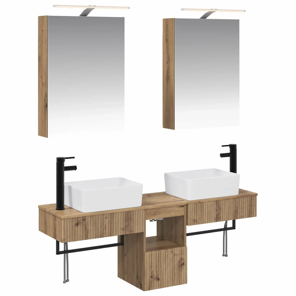 Set di Armadi da Bagno 5 pcs Rovere Artigianale 3406318