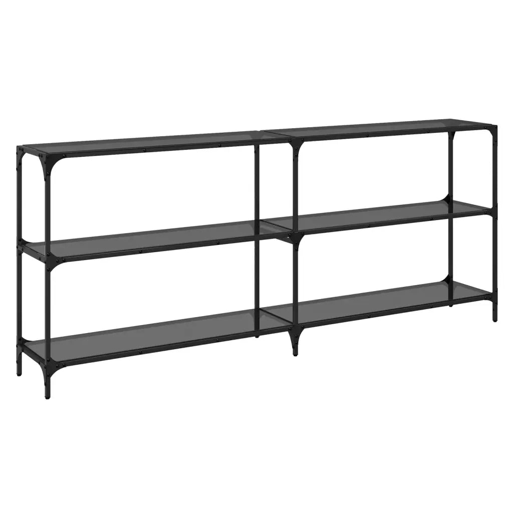 vidaXL Tavolino Consolle con Piano in Vetro Nero 194,5x30x81cm Acciaio