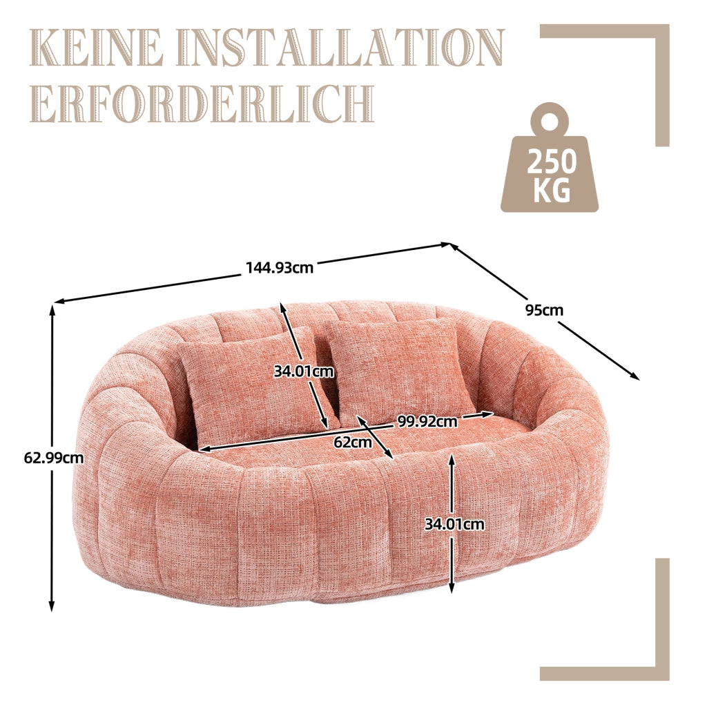 Poltrona Pouf con Braccioli Schienale Alto Ergonomico Schiuma Alta Densità Senza Montaggio in Ciniglia Rosa