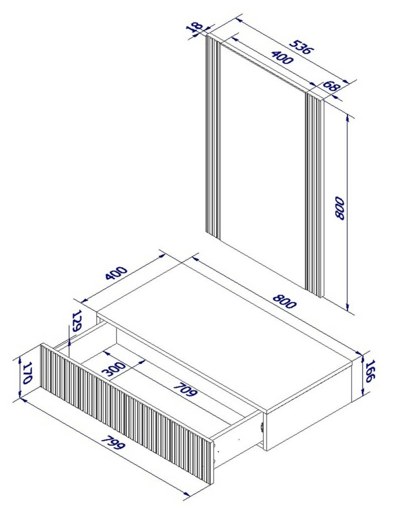Premolo, Mobile da Ingresso Specchio Incluso, 80x42x97h cm Beige