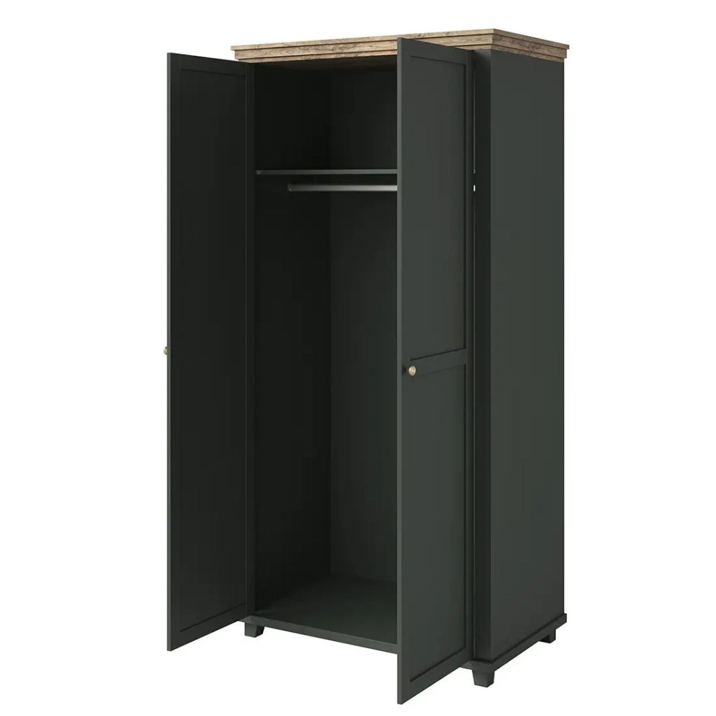 Armadio 110x220 con 2 porte. Colori verde e rovere. Collezione ASSIA.
