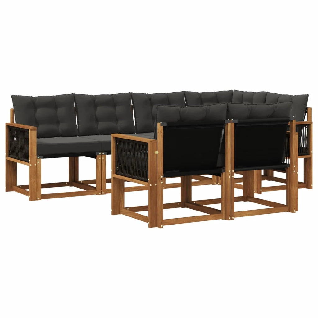Set di divani da esterno 7 pz Naturale e Nero 3382016
