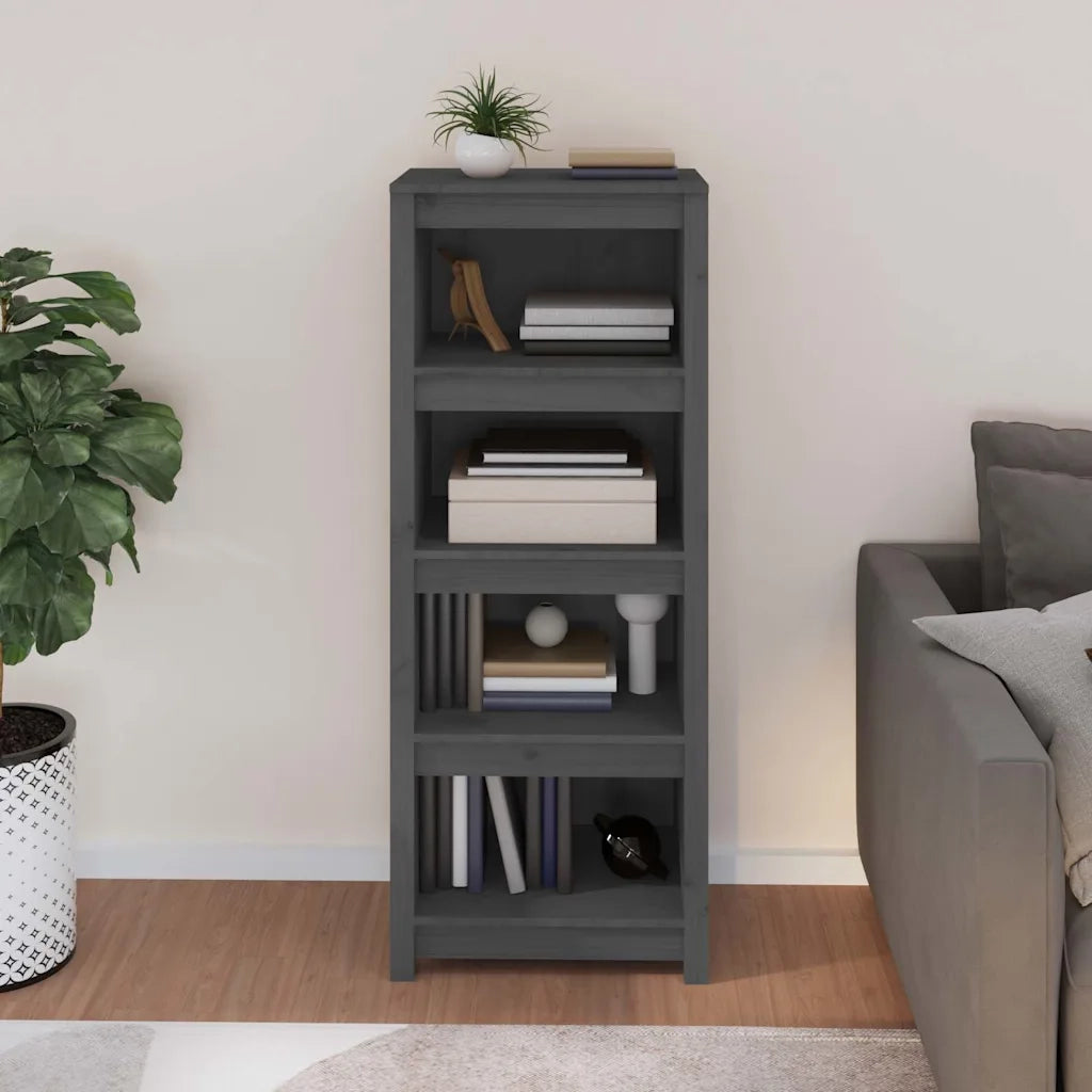 Libreria Grigia 50x35x125,5 cm in Legno Massello di Pino 821711