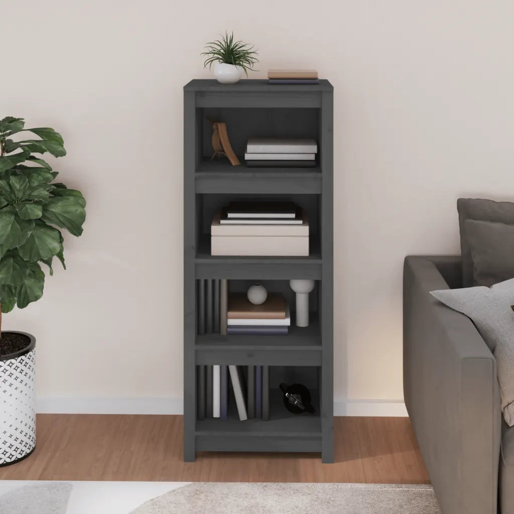 Libreria Grigia 50x35x125,5 cm in Legno Massello di Pino 821711