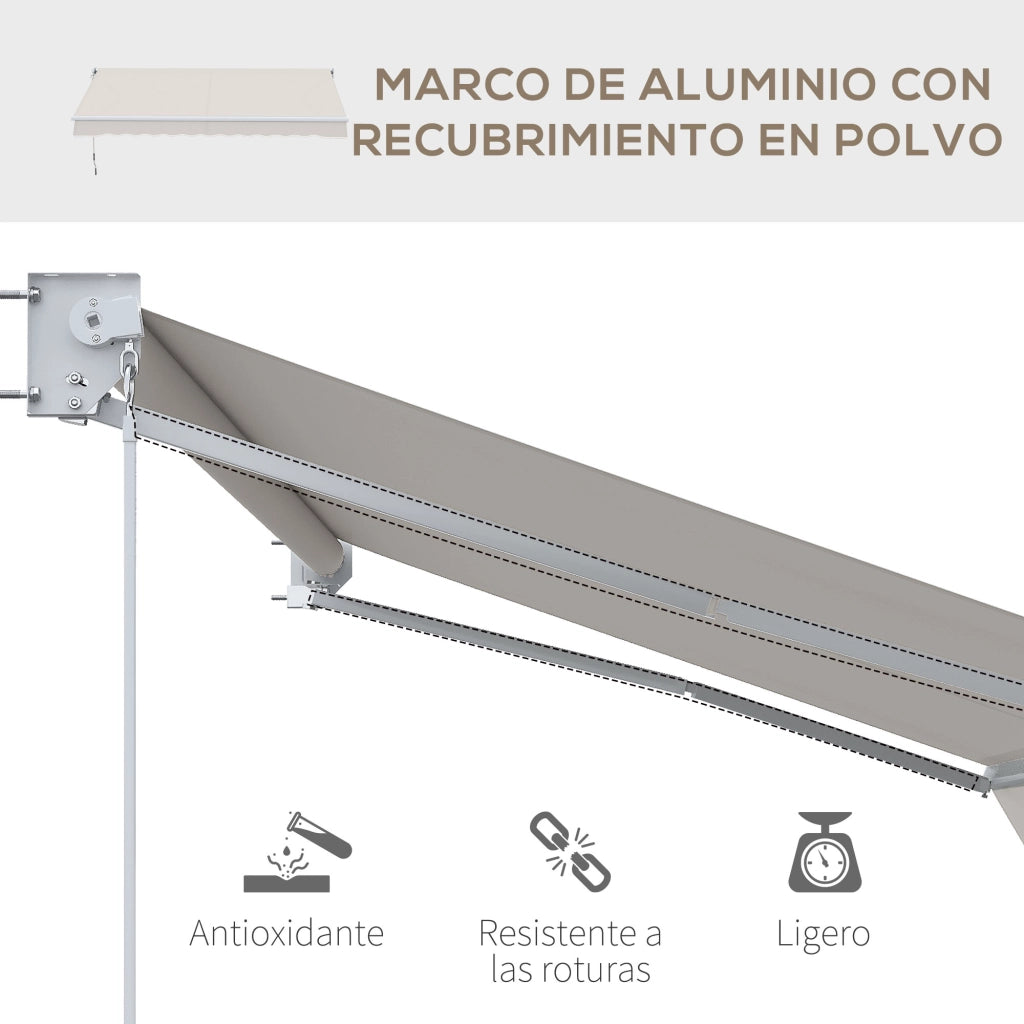 Toldo da Parete Manuale per Esterno ¨C zephmum ¨C Aluminio e Poliestere UV50+ 200x250 cm Bianco Crema