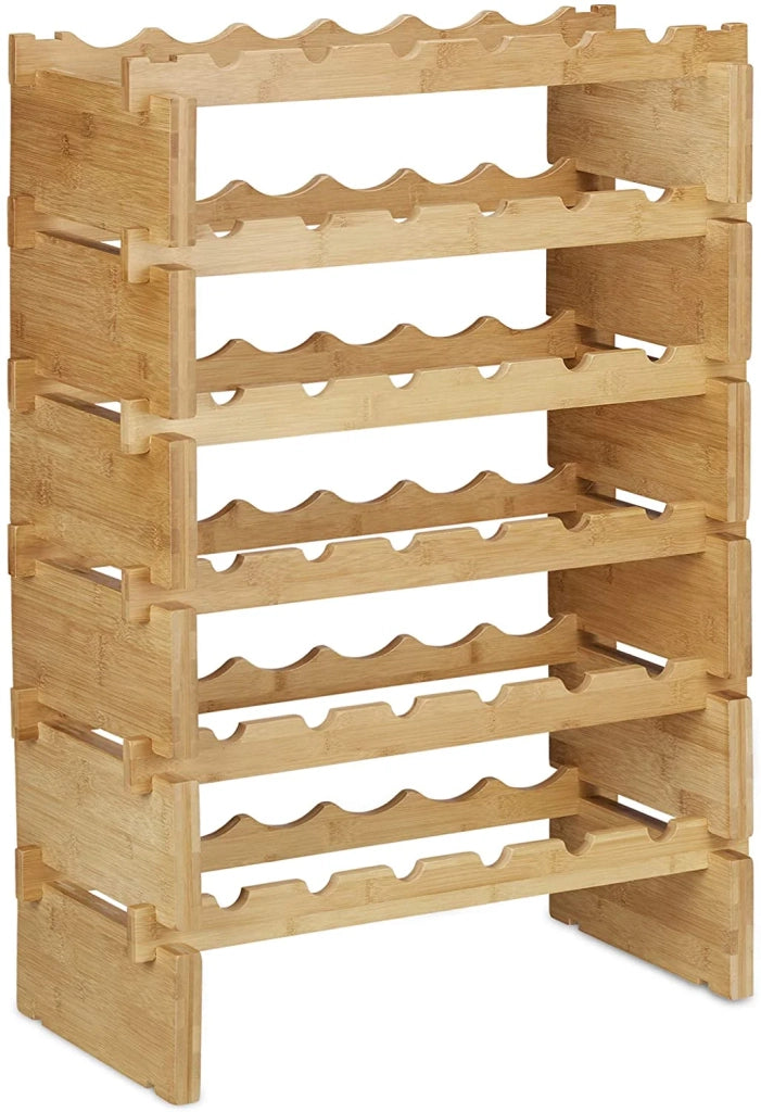Portabottiglie impilabile a 6 ripiani 86 cm bambù 13_0002171