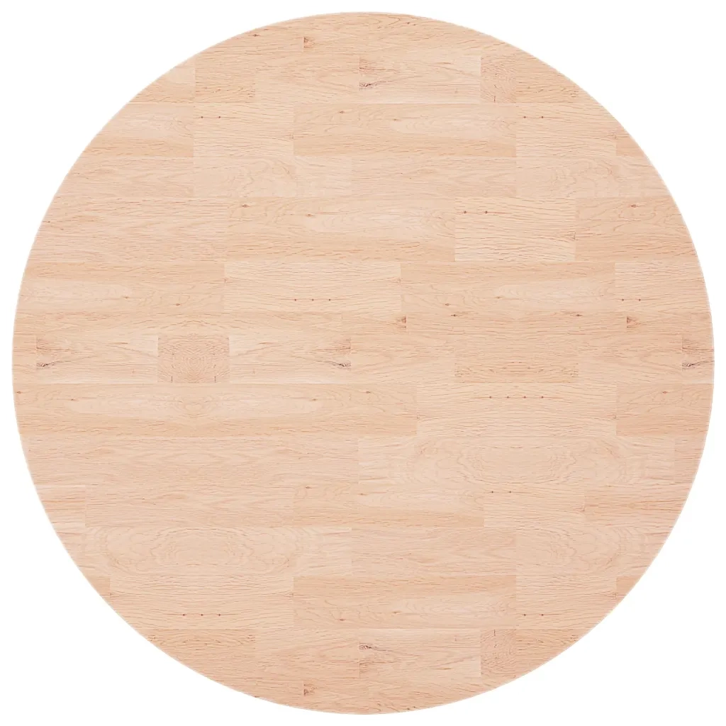 Piano Tavolo | Superficie Tavolo | Piano Scrivania Rotondo ?90x1,5 cm Massello di Rovere Non Trattato