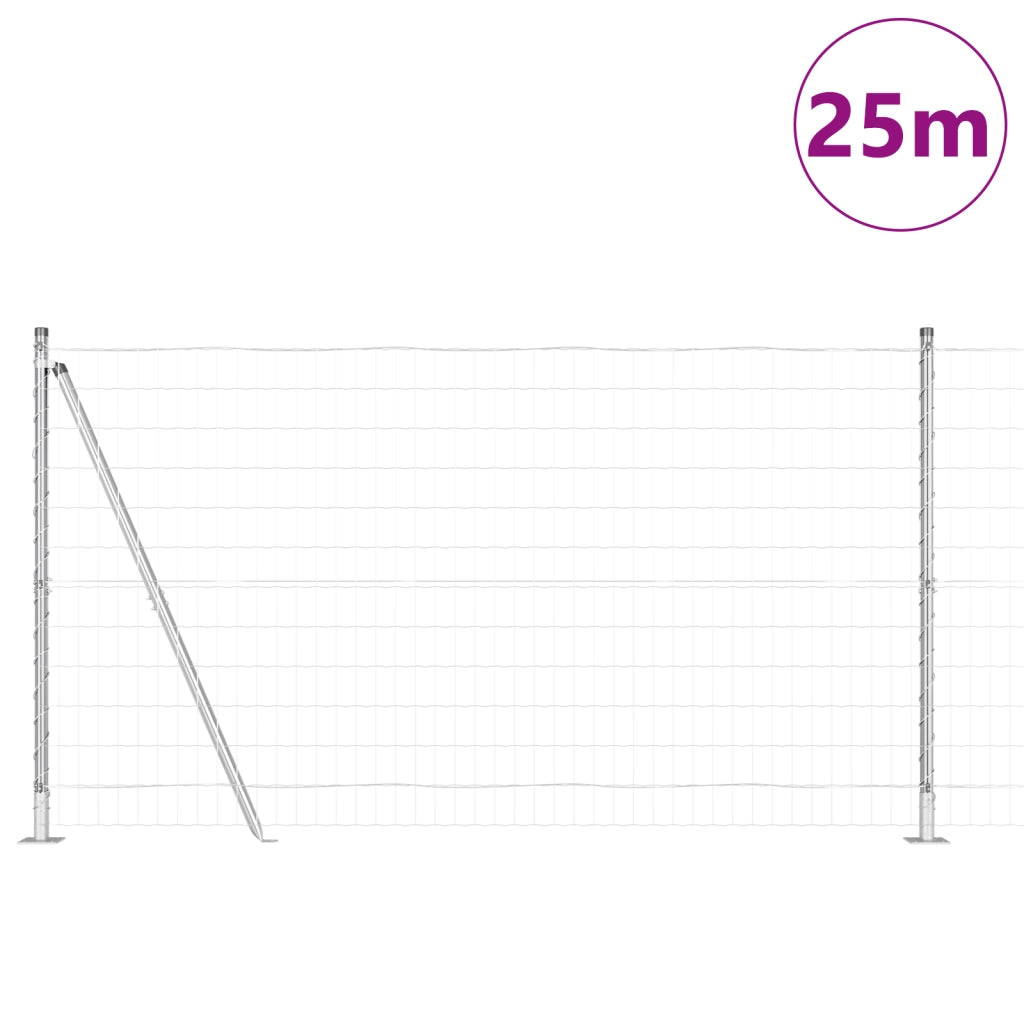 Recinzione Euro con 13 Pali Flangiati 1.2x25 m Acciaio Zincato