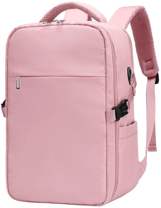 Borsa da viaggio leggera 40x30x20 - Borsa con protezione contro la furto - Tasca per laptop 14 pollici - Unisex - Rosa - Borsa da viaggio