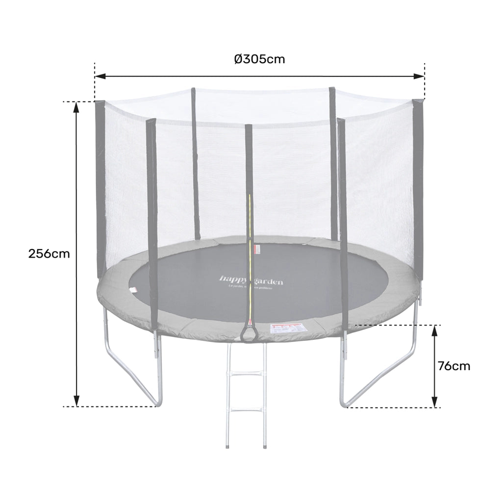 Premium Pack Trampolino 305cm reversibile grigio/rosa ADELAÏDE + rete, scala, copertura e kit di ancoraggio
