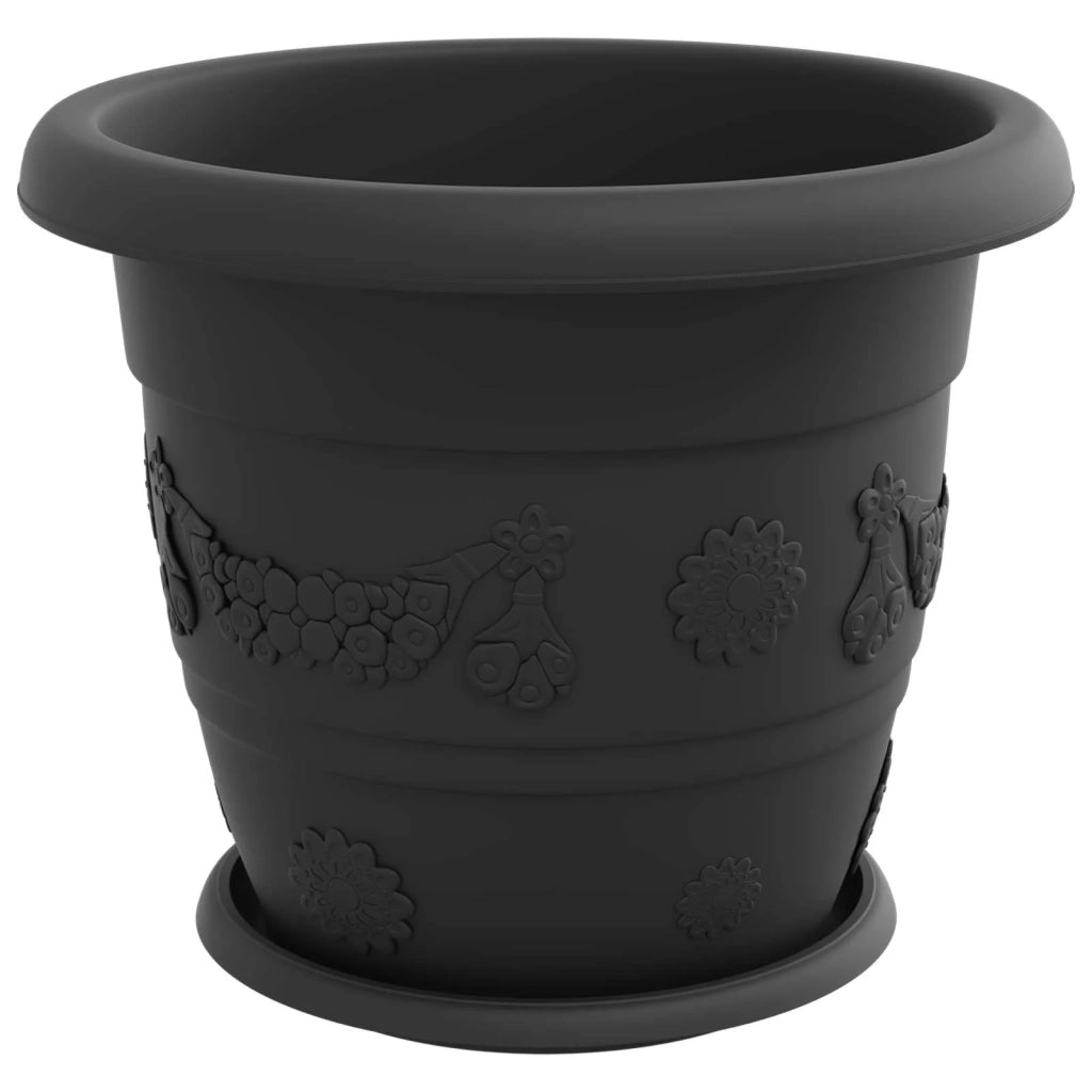 Fioriere | Cassetta per fiori | Vasi per Piante 6 pz Nero ? 34 x 28 cm Plastica