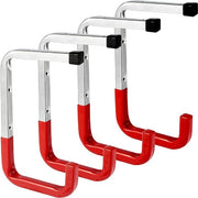 Montaggio di soffitto per garage, organizzatore di grucce metalliche per attrezzi da giardino, scale, biciclette, sedie (4-pack, rosso)
