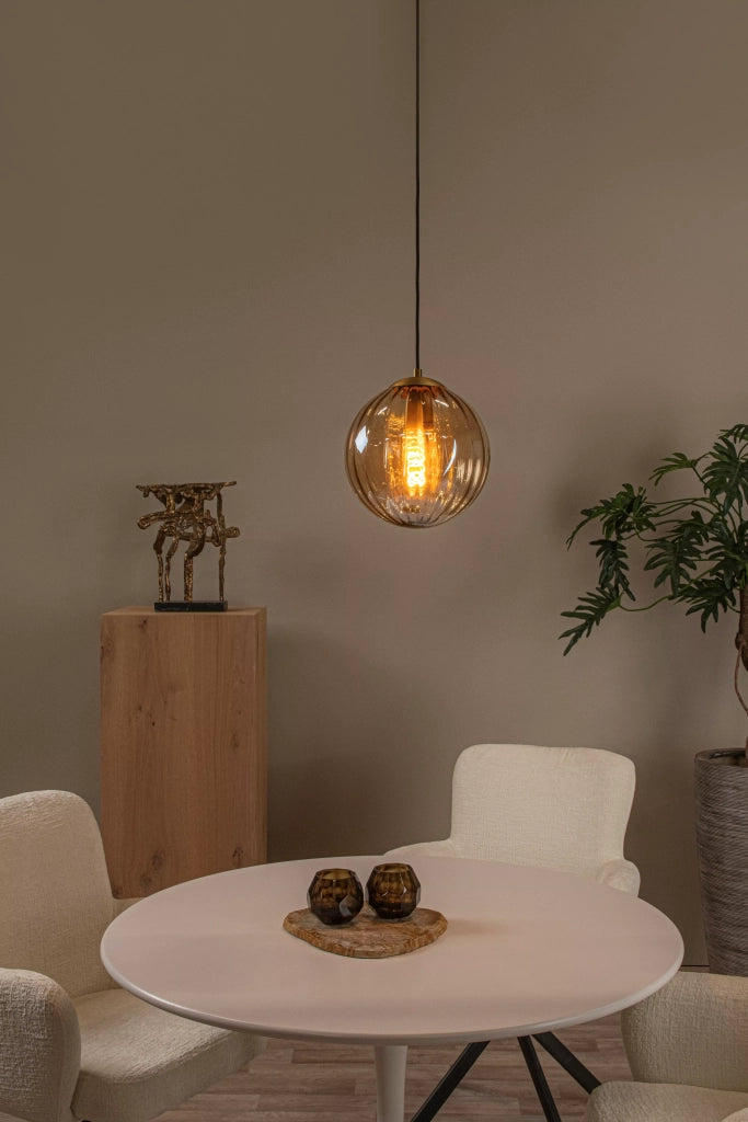 Lampada a sospensione sfera vetro ambra MONSARAZ E27 40W Lucide