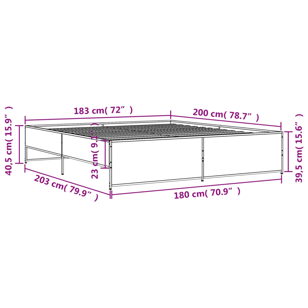 Giroletto Grigio Sonoma 180x200 cm in Legno Multistrato Metallo 3279875