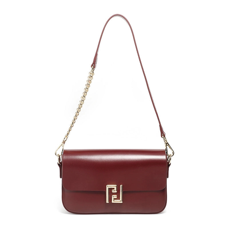 Borsa a tracolla da donna in vera pelle, colore rosso