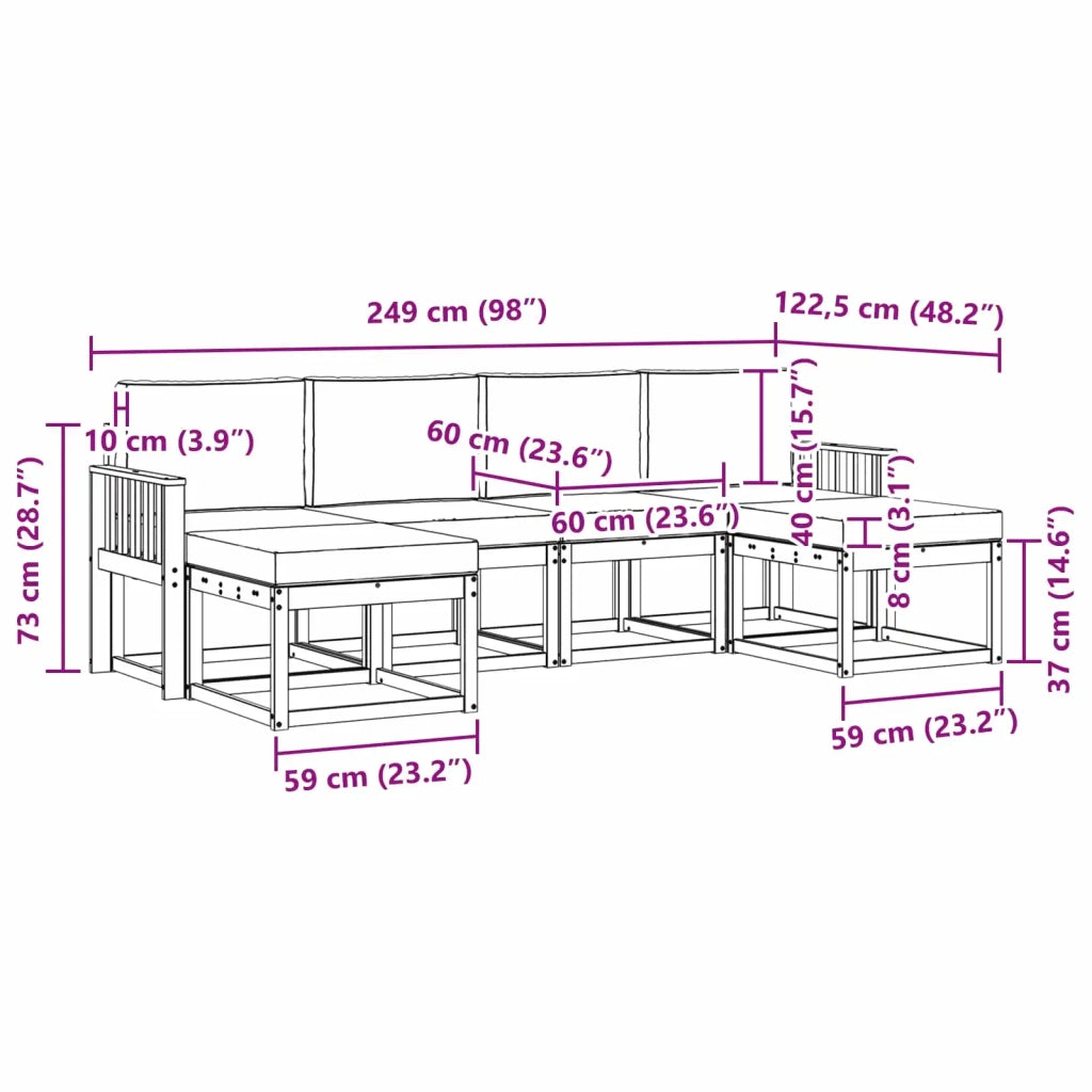 Set di divani da esterno 6 pz Bianco e Antracite Poliestere 3388011