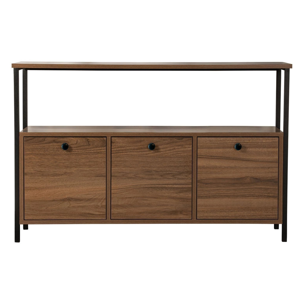 Madia Noda, Credenza 2 Ripiani, 120x30x77h cm Marrone Noce