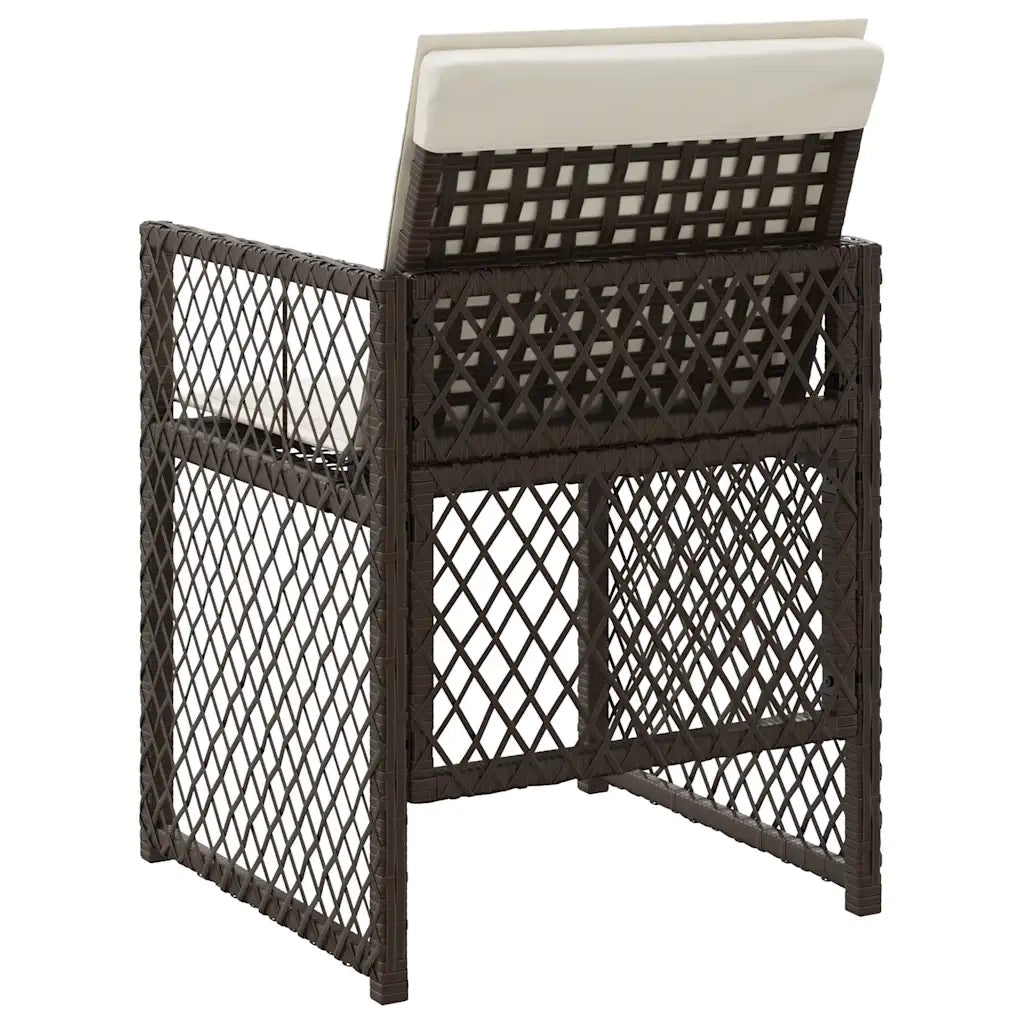 Sedie da Giardino con Cuscini 4 pz | Sedie da Esterno Marroni in Polyrattan