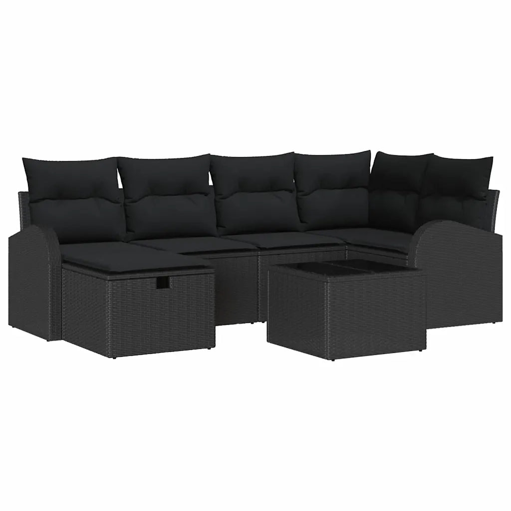Set Divano da Giardino 7 pcs Nero 234 x 124 x 85 cm Poly Rattan