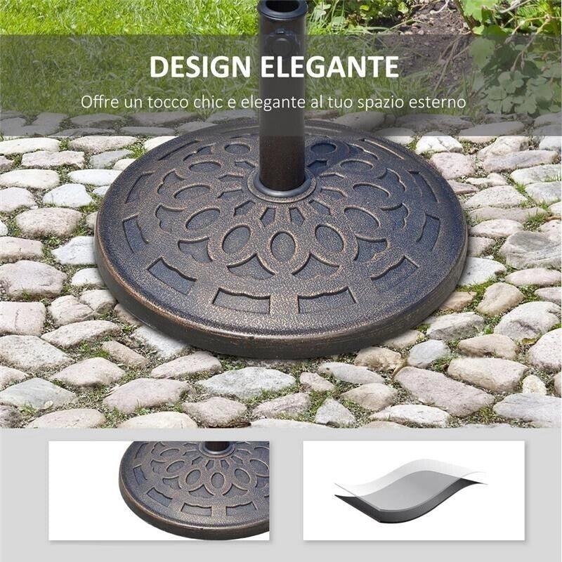 BASE PER OMBRELLONE DA 12 KG IN RESINA PER PALI 38-48MM COLORE BRONZO