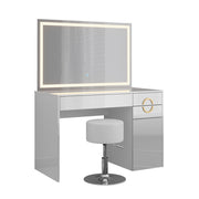 Vicco Tavolo da toeletta Bianco 115 cm con specchio LED e sgabello