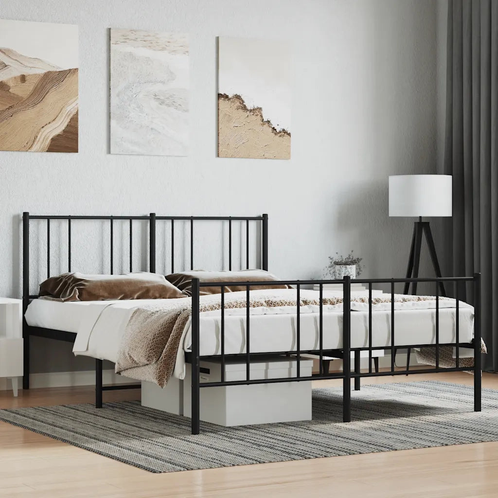 Giroletto senza Materasso con Pediera-Struttura Letto in Metallo Nero 160x200 cm 138538