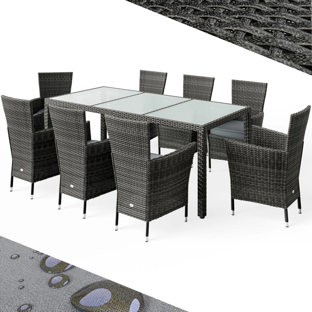 ® Set di Mobili da Giardino 4 Sedie Impilabili con Cuscini e Tavolo 90x90cm Polyrattan Balcone Terrazza