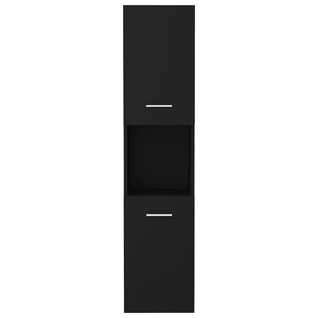 Mobile da Bagno Nero 30x30x130 cm in Legno Multistrato 804998