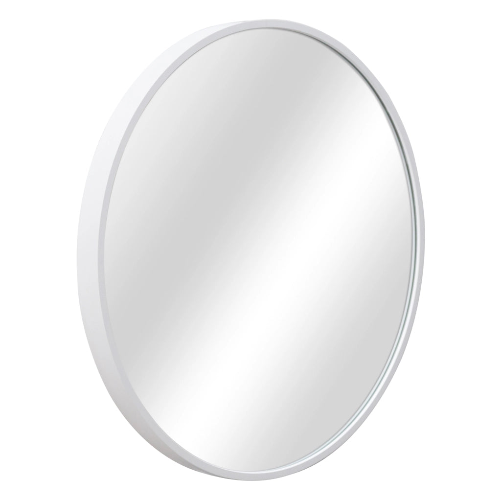 Specchio Rotondo da Parete 'Modugno' Ø 40 cm Cornice in Alluminio - Bianco [en.casa]