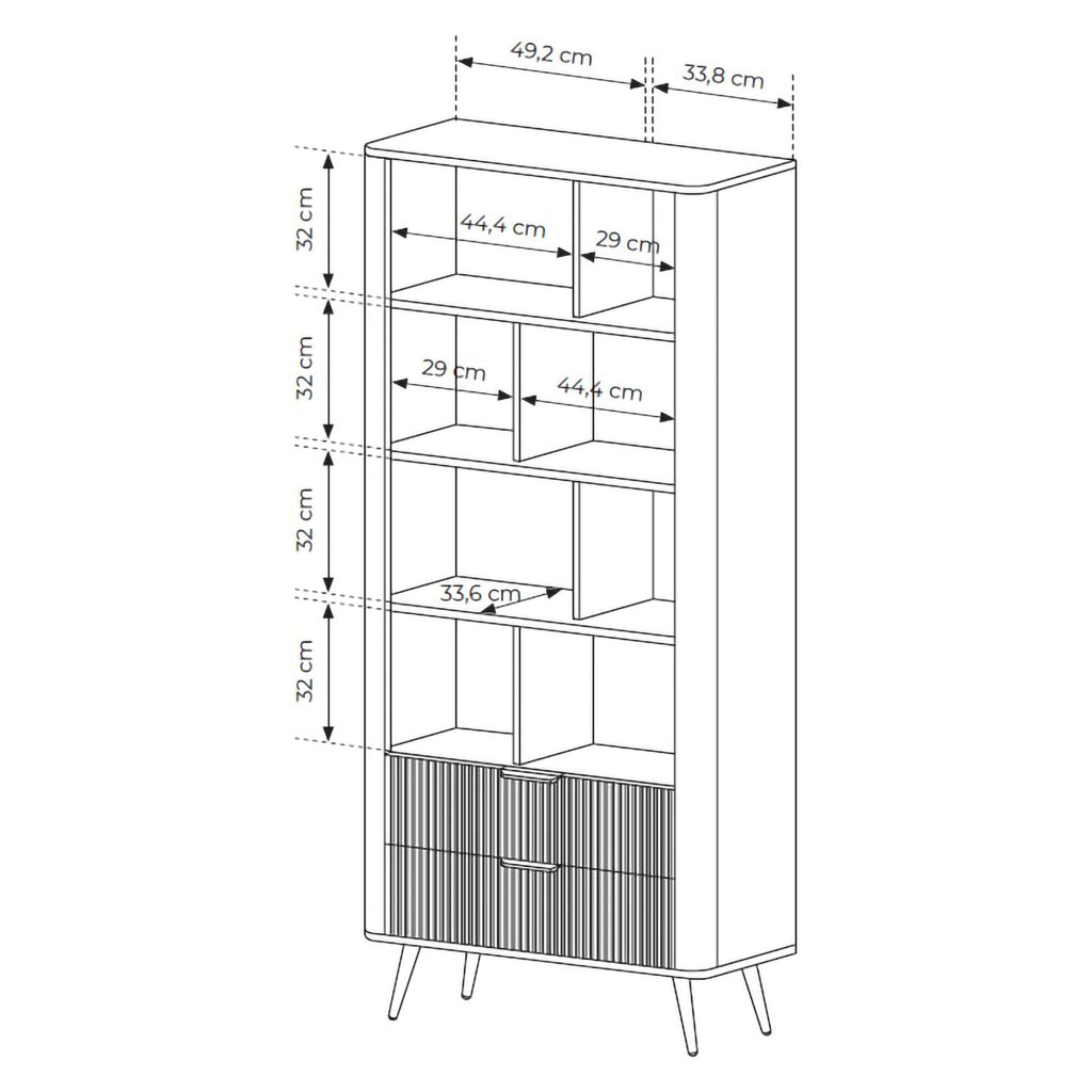 Biblioteca Kabavasi, Libreria 2 Cassetti, 88x38x194h cm Nero