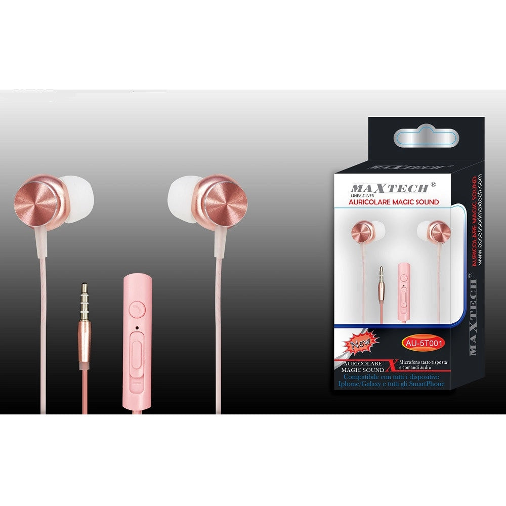 Trade Shop - Auricolari Cuffie Per Smartphone Cellulari Con Filo Audio Microfono Maxtech Au-5t001 -