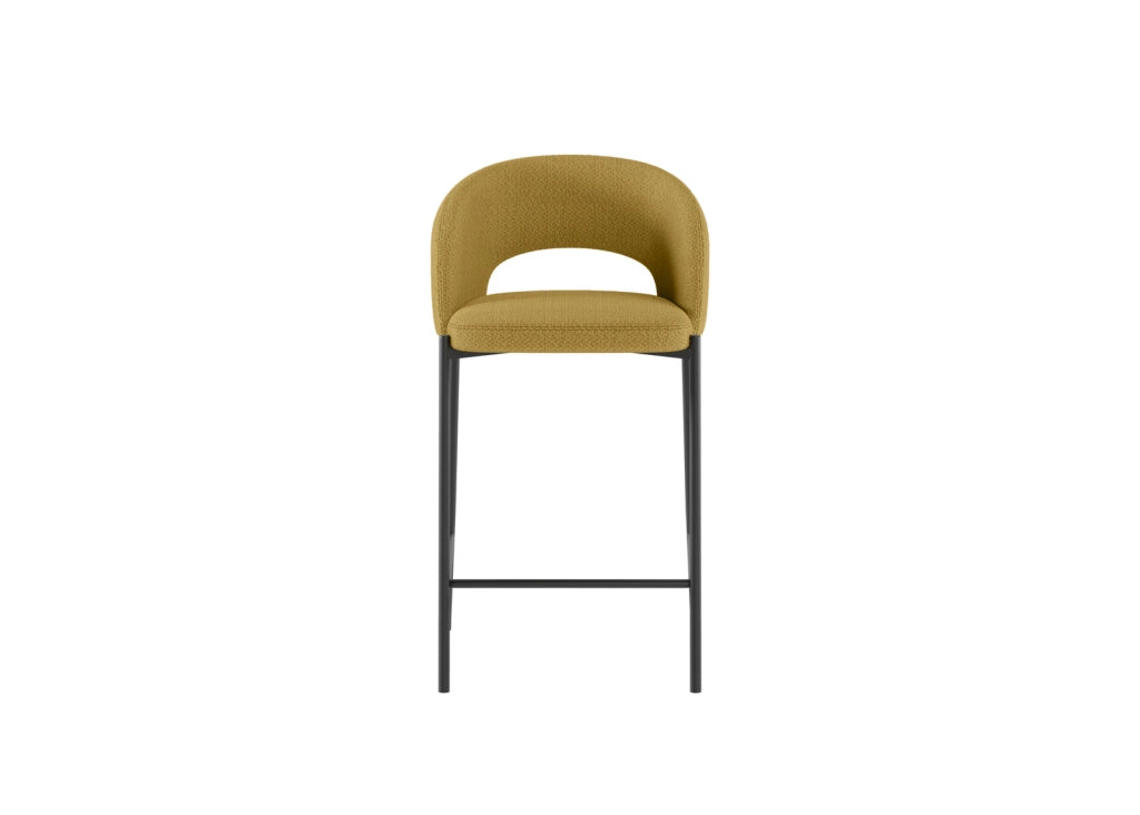 Sgabello Cucina Greta in Tessuto Giallo con Gambe in Metallo Antracite - Set da 2 Sgabelli Design Moderno - Om/394/SGI
